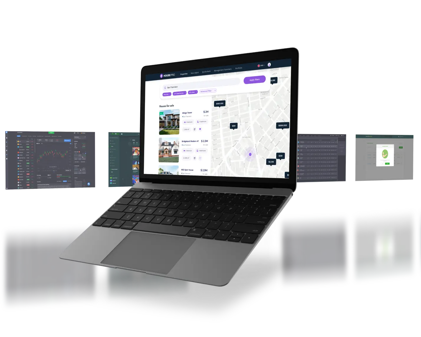 Laptop showcasing app UI